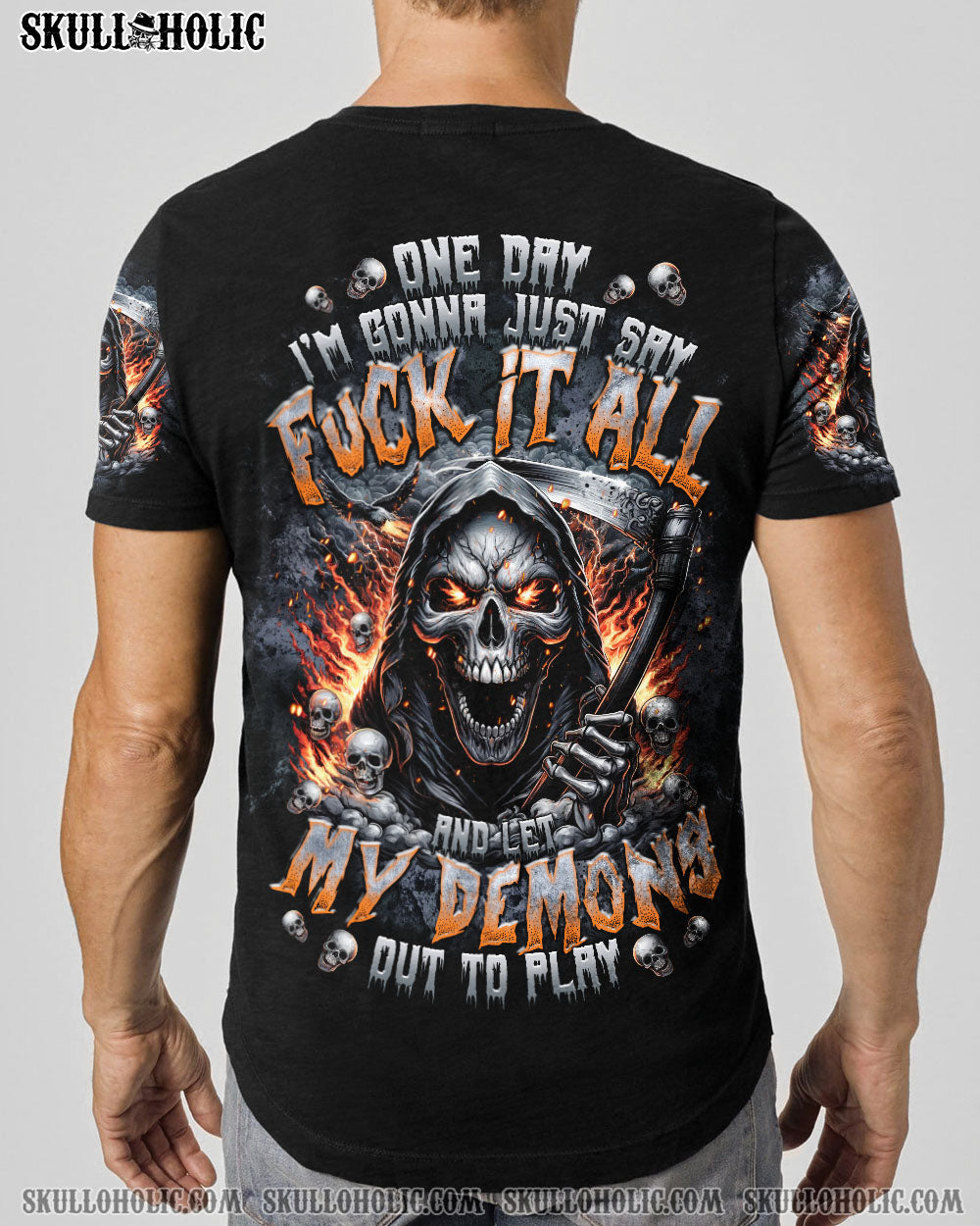 BLISSCORNERS ONE DAY I'M GONNA JUST SAY REAPER SKULL ALL OVER PRINT