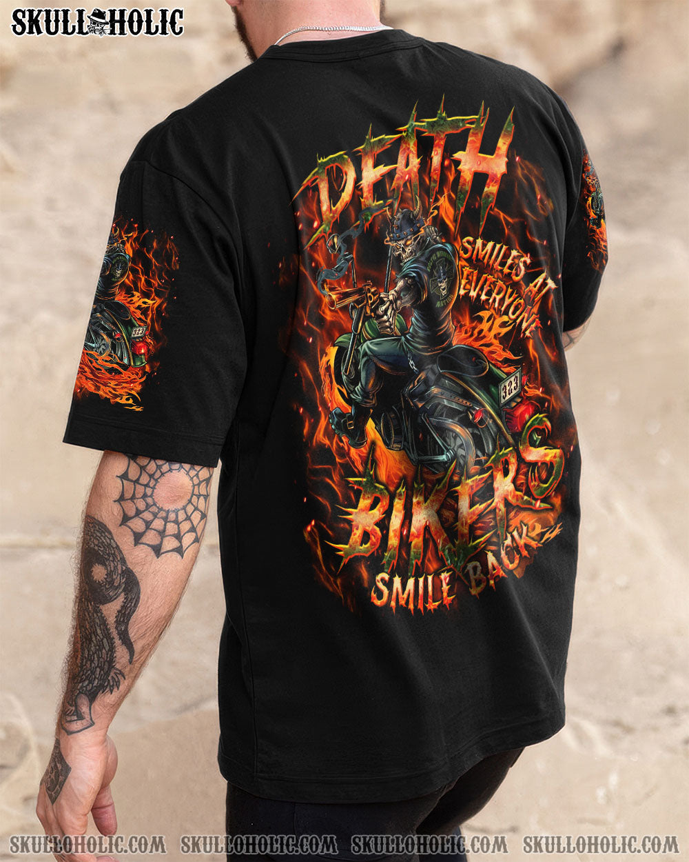 BLISSCORNERS BIKERS SMILE BACK SKULL BIKER ALL OVER PRINT