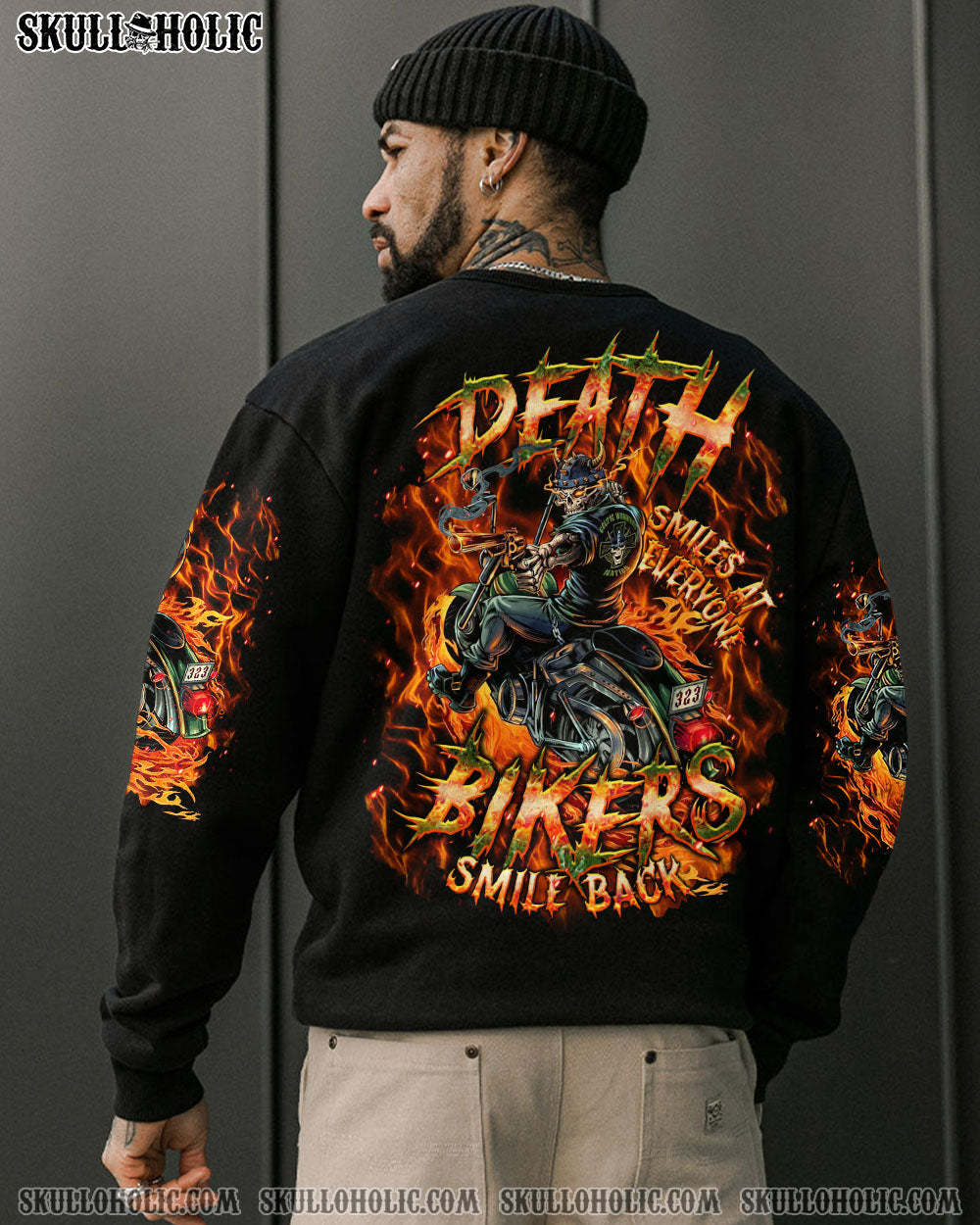 BLISSCORNERS BIKERS SMILE BACK SKULL BIKER ALL OVER PRINT