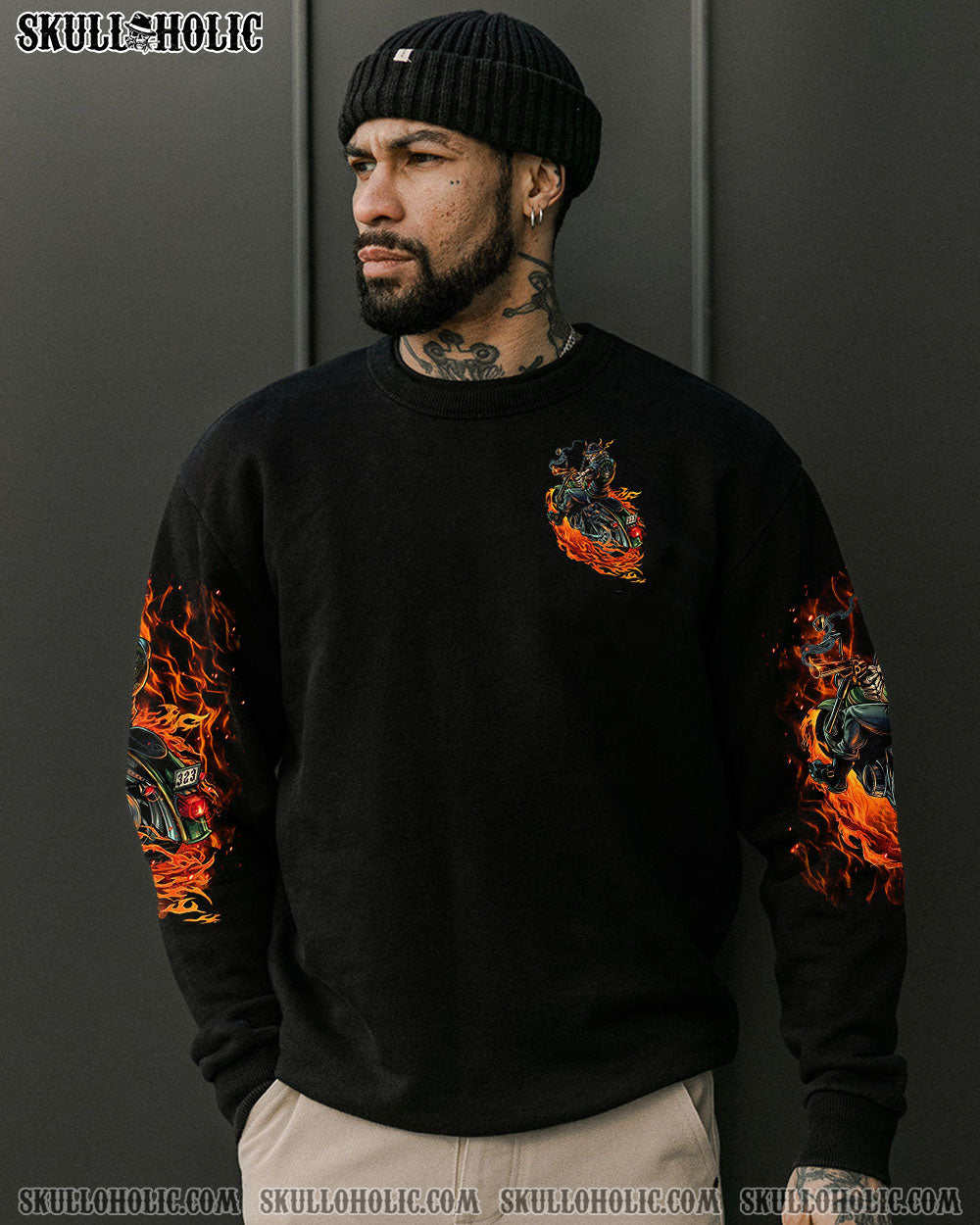 BLISSCORNERS BIKERS SMILE BACK SKULL BIKER ALL OVER PRINT