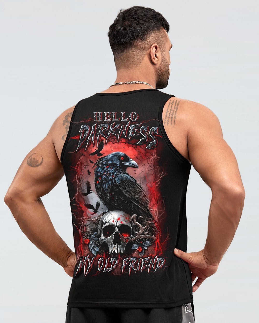 BLISSCORNERS HELLO DARKNESS MY OLD FRIEND CROW SKULL ALL OVER PRINT