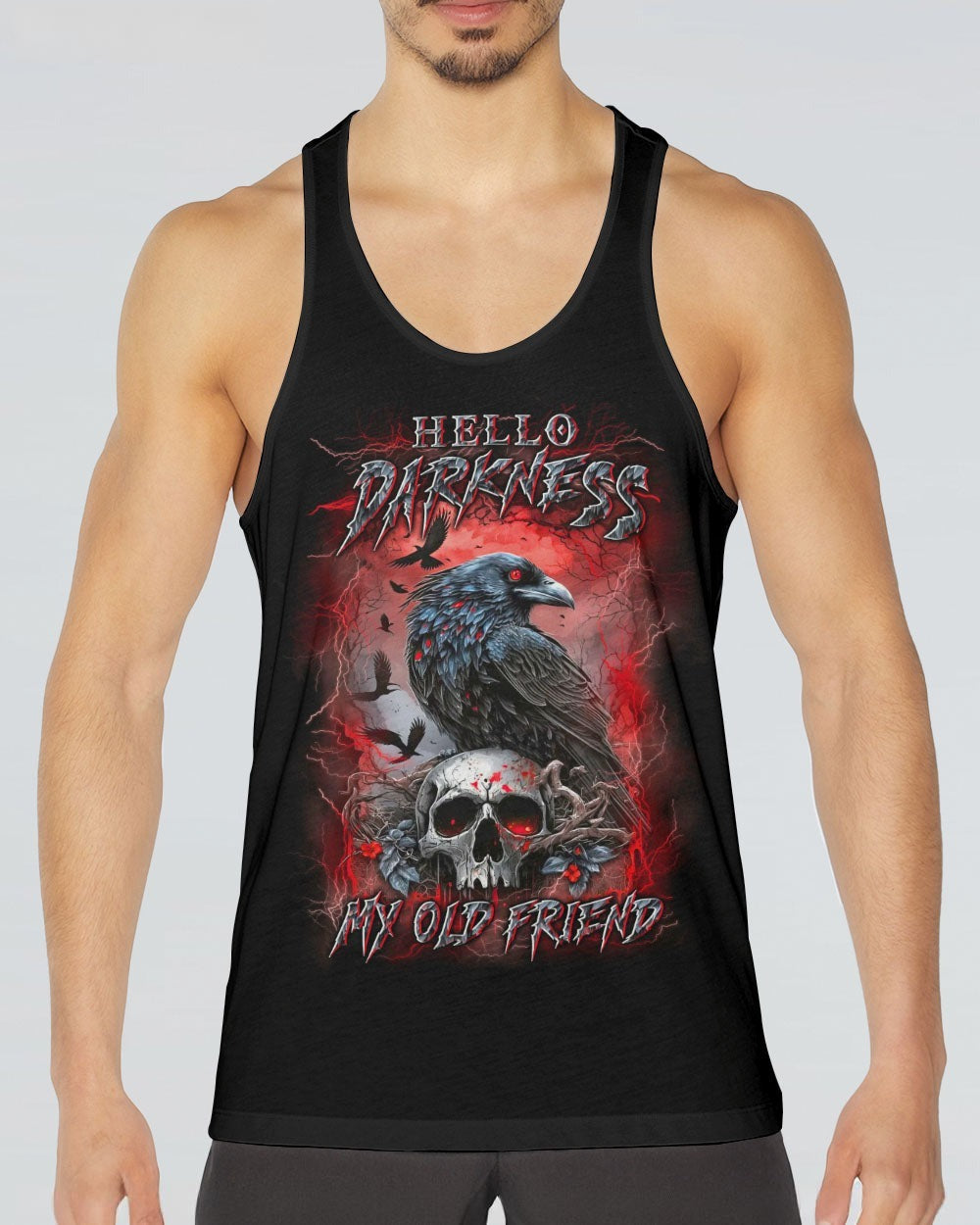 BLISSCORNERS HELLO DARKNESS MY OLD FRIEND CROW SKULL ALL OVER PRINT