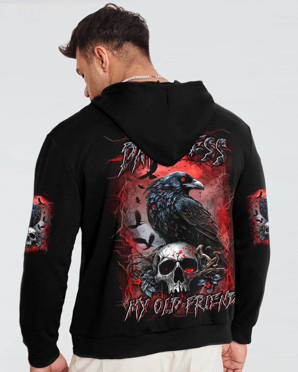 BLISSCORNERS HELLO DARKNESS MY OLD FRIEND CROW SKULL ALL OVER PRINT