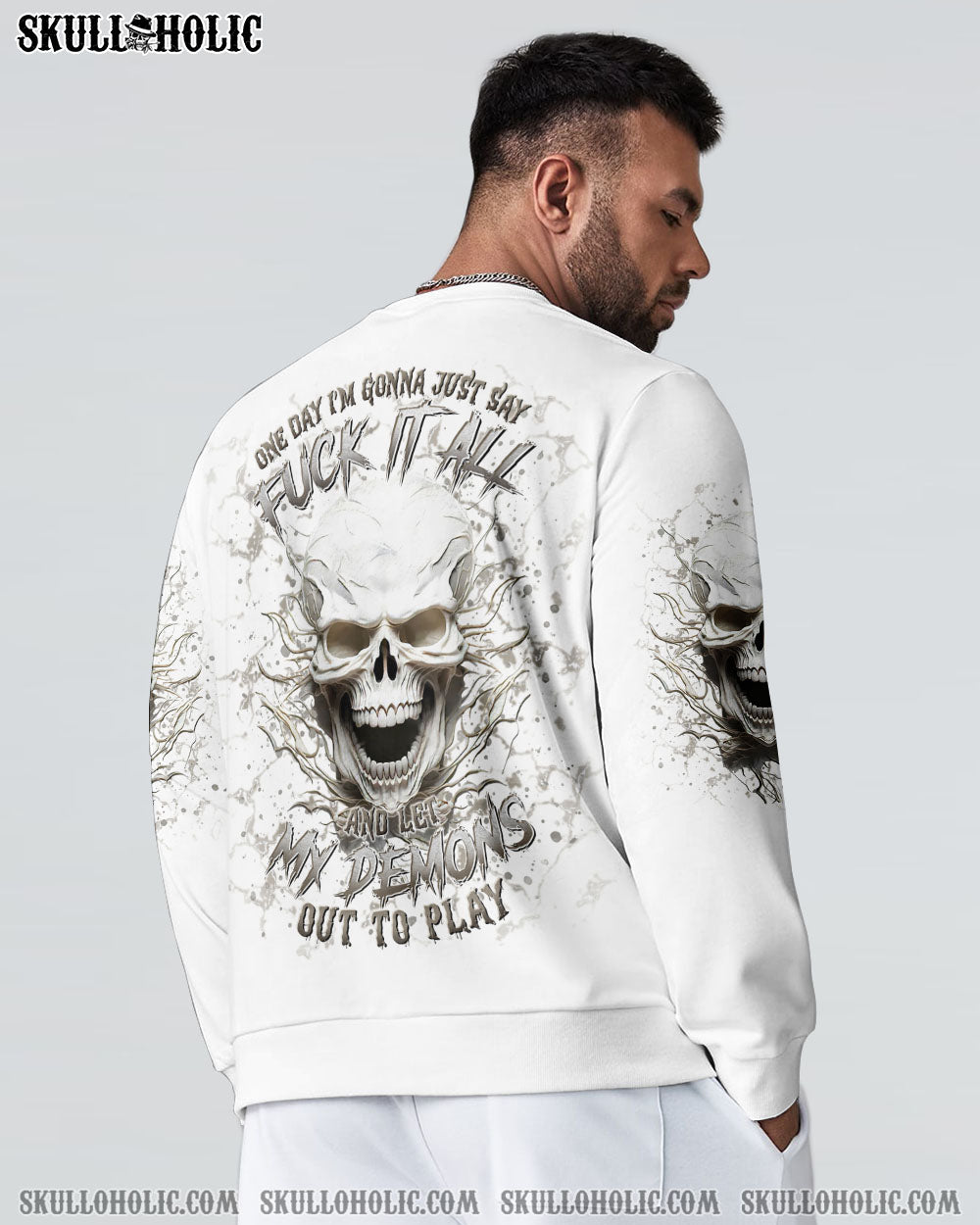 BLISSCORNERS ONE DAY I'M GONNA JUST SAY DEMON SKULL ALL OVER PRINT
