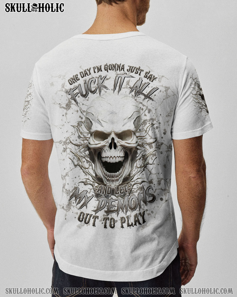 BLISSCORNERS ONE DAY I'M GONNA JUST SAY DEMON SKULL ALL OVER PRINT