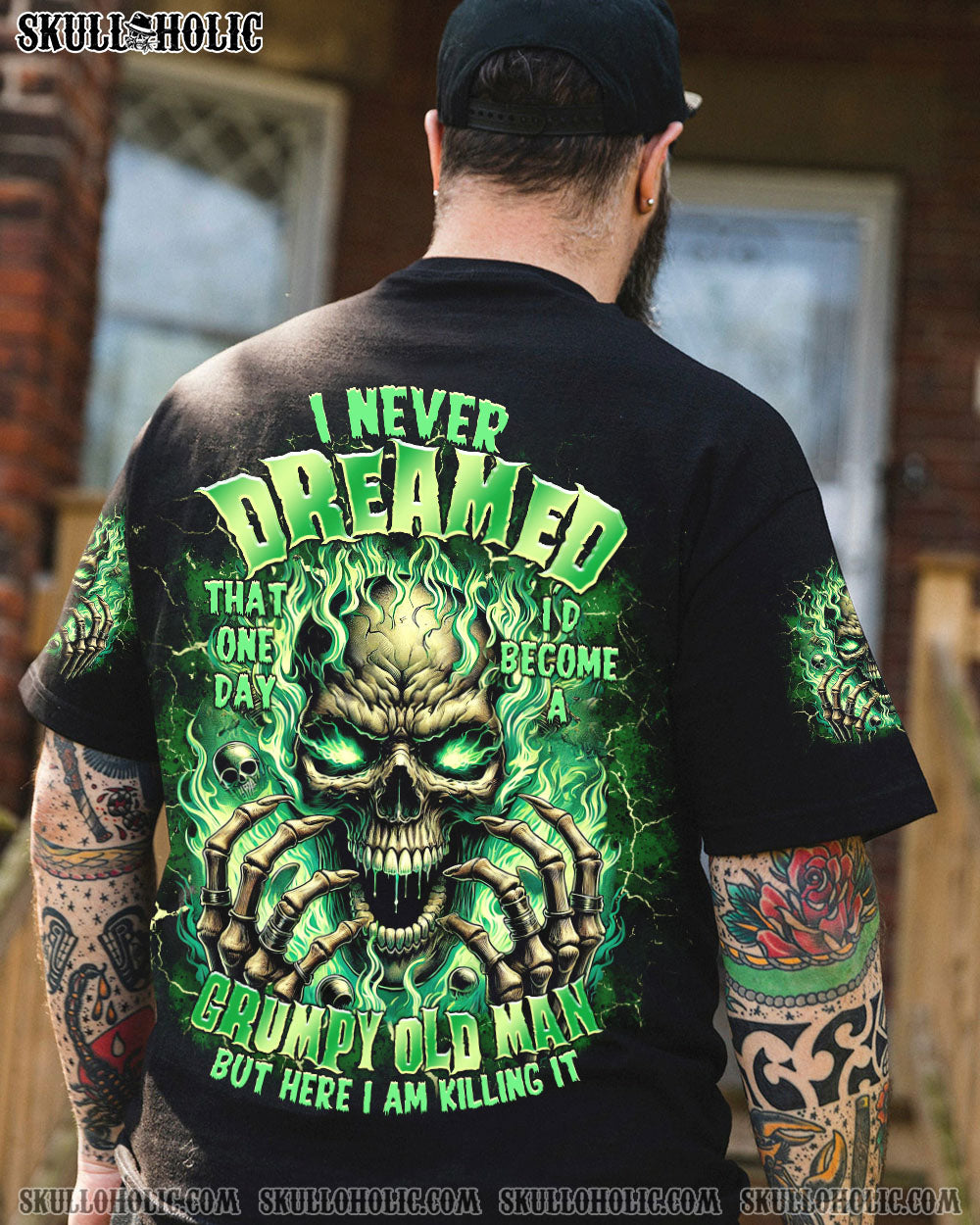 BLISSCORNERS I NEVER DREAMED THAT ONE DAY GRUMPY OLD MAN SKULL ALL OVER PRINT