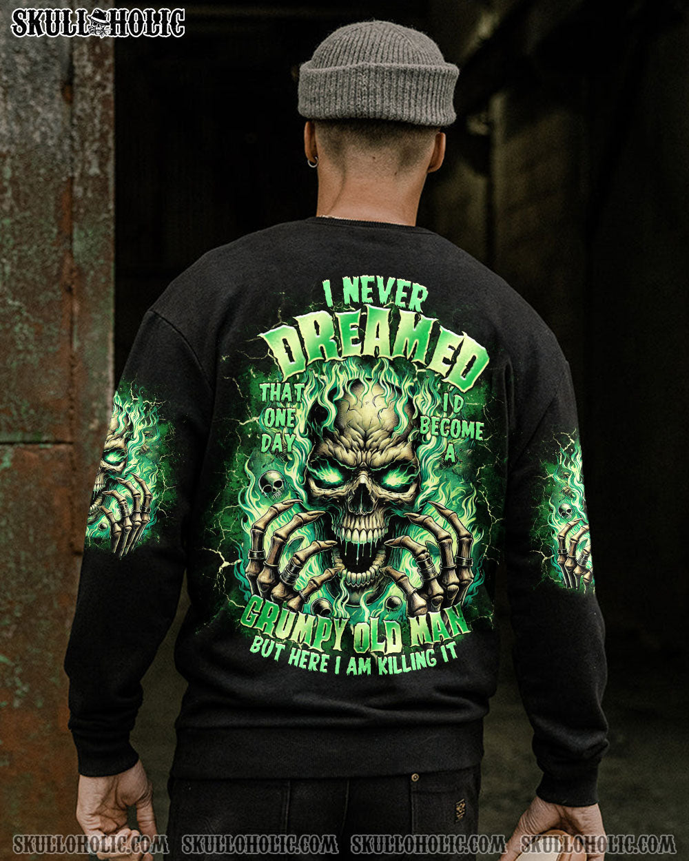 BLISSCORNERS I NEVER DREAMED THAT ONE DAY GRUMPY OLD MAN SKULL ALL OVER PRINT
