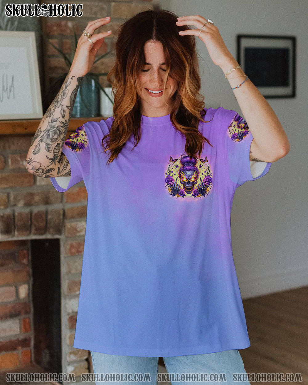 BLISSCORNERS NEXT TIME MY NAMES COMES OUT MESSY BUN SKULL ALL OVER PRINT
