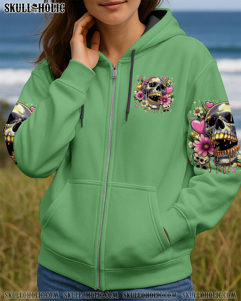 BLISSCORNERS DIDN'T CARE YESTERDAY SKULL FLOWER ALL OVER PRINT
