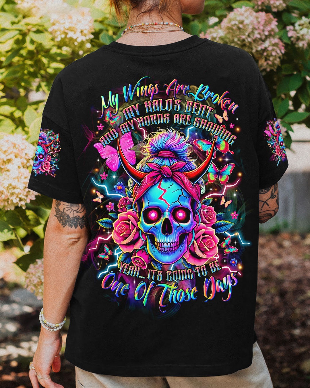 BLISSCORNERS OH I PISS YOU OFF SKULL MESSY BUN ALL OVER PRINT