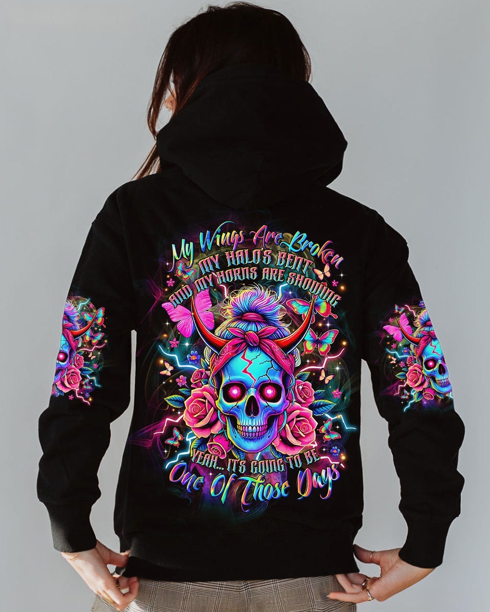 BLISSCORNERS OH I PISS YOU OFF SKULL MESSY BUN ALL OVER PRINT