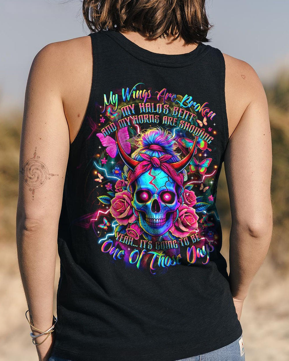BLISSCORNERS OH I PISS YOU OFF SKULL MESSY BUN ALL OVER PRINT