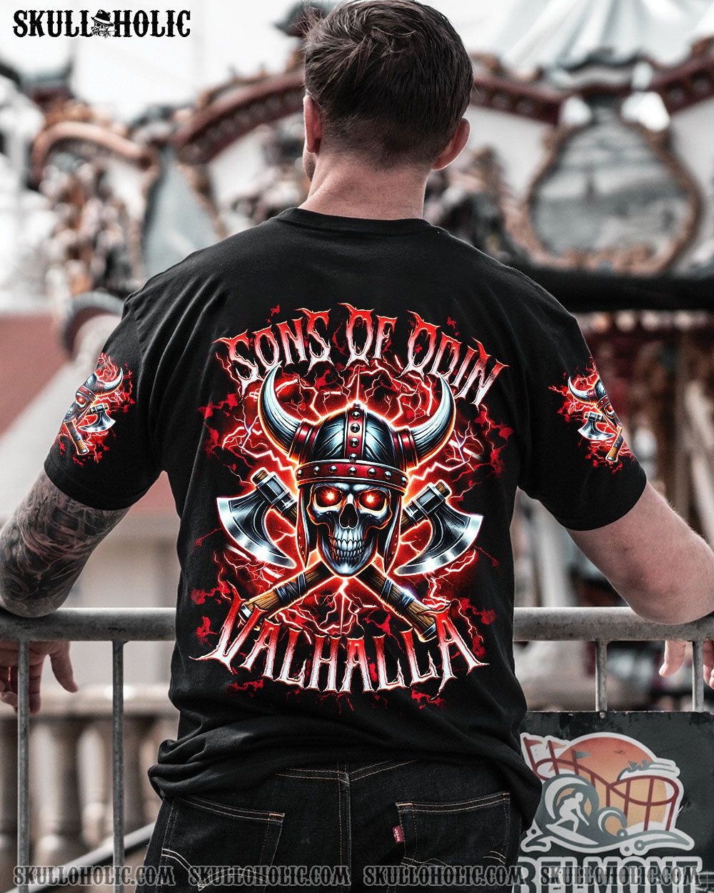 BLISSCORNERS SONS OF ODIN VALHALLA VIKING SKULL ALL OVER PRINT