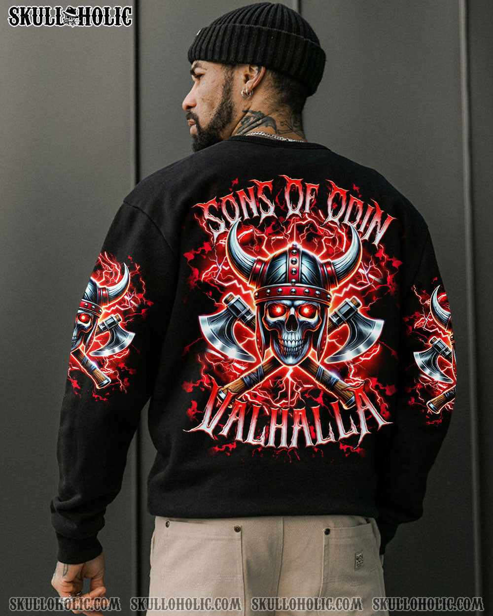 BLISSCORNERS SONS OF ODIN VALHALLA VIKING SKULL ALL OVER PRINT