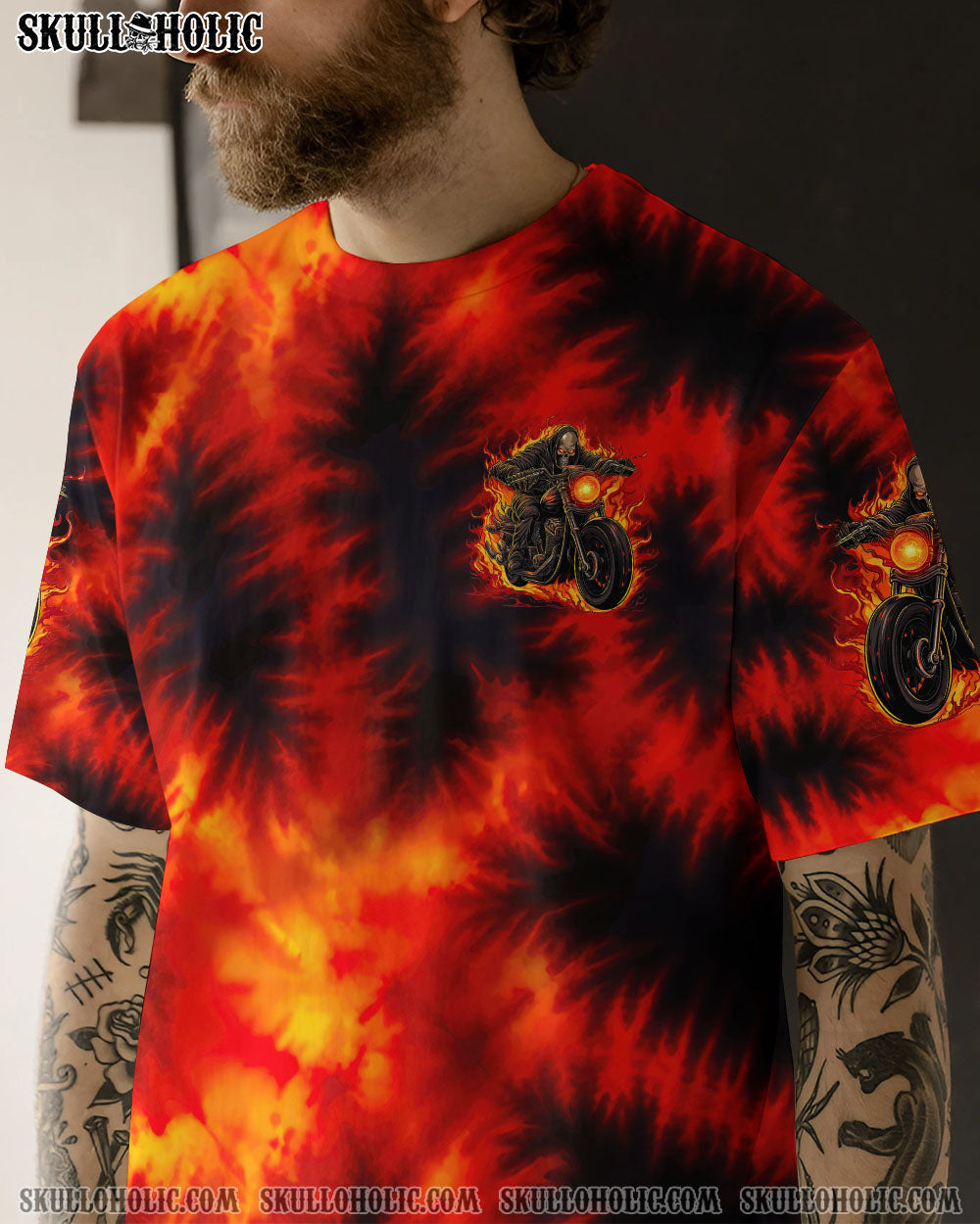 BLISSCORNERS IT'S NOT HOW CRAZY I AM BIKER SKULL TIE DYE ALL OVER PRINT
