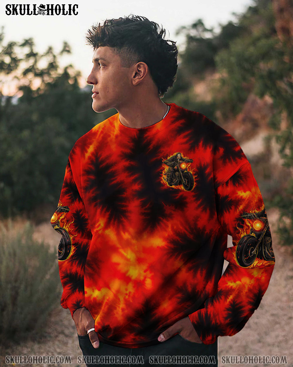 BLISSCORNERS IT'S NOT HOW CRAZY I AM BIKER SKULL TIE DYE ALL OVER PRINT