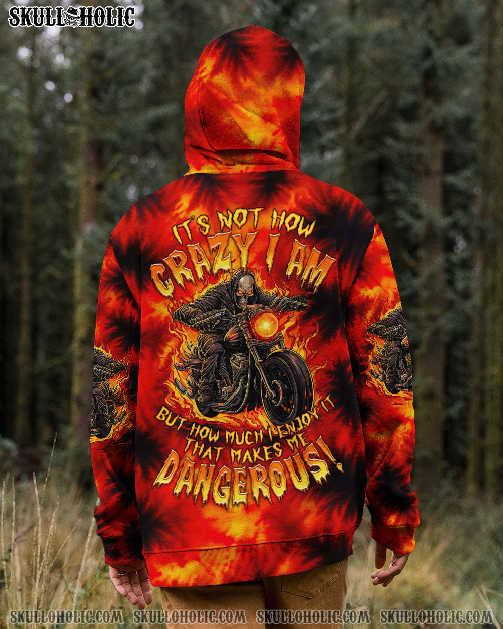 BLISSCORNERS IT'S NOT HOW CRAZY I AM BIKER SKULL TIE DYE ALL OVER PRINT