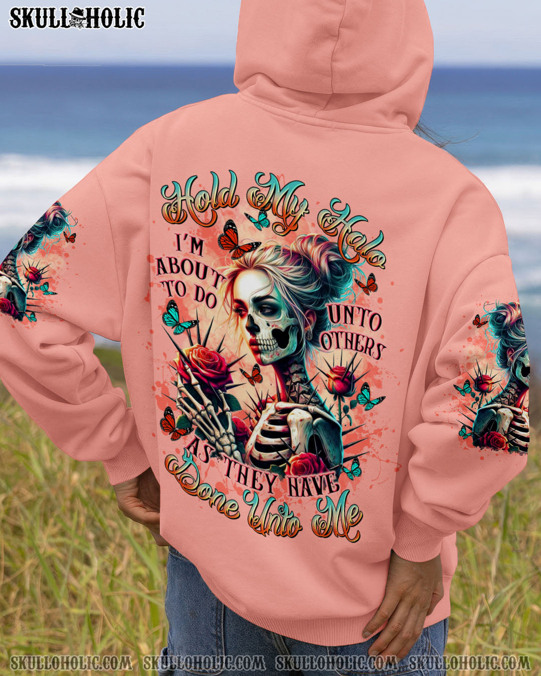 BLISSCORNERS I'M A B DON'T TRY ME SKULL MESSY BUN ALL OVER PRINT
