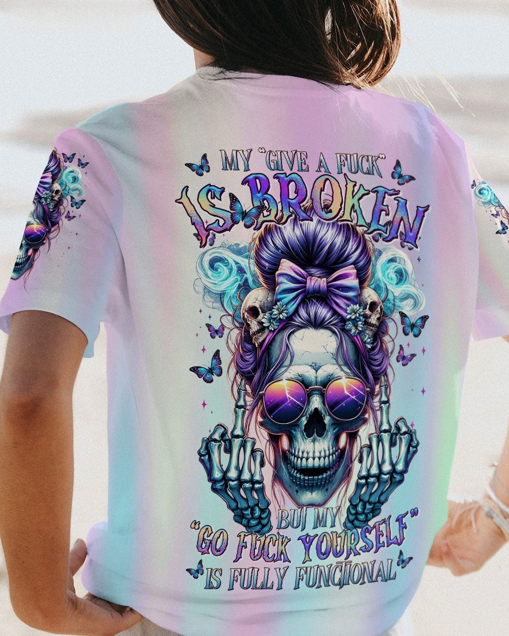 BLISSCORNERS I TRY TO AVOID DRAMA MESSY BUN SKULL ALL OVER PRINT