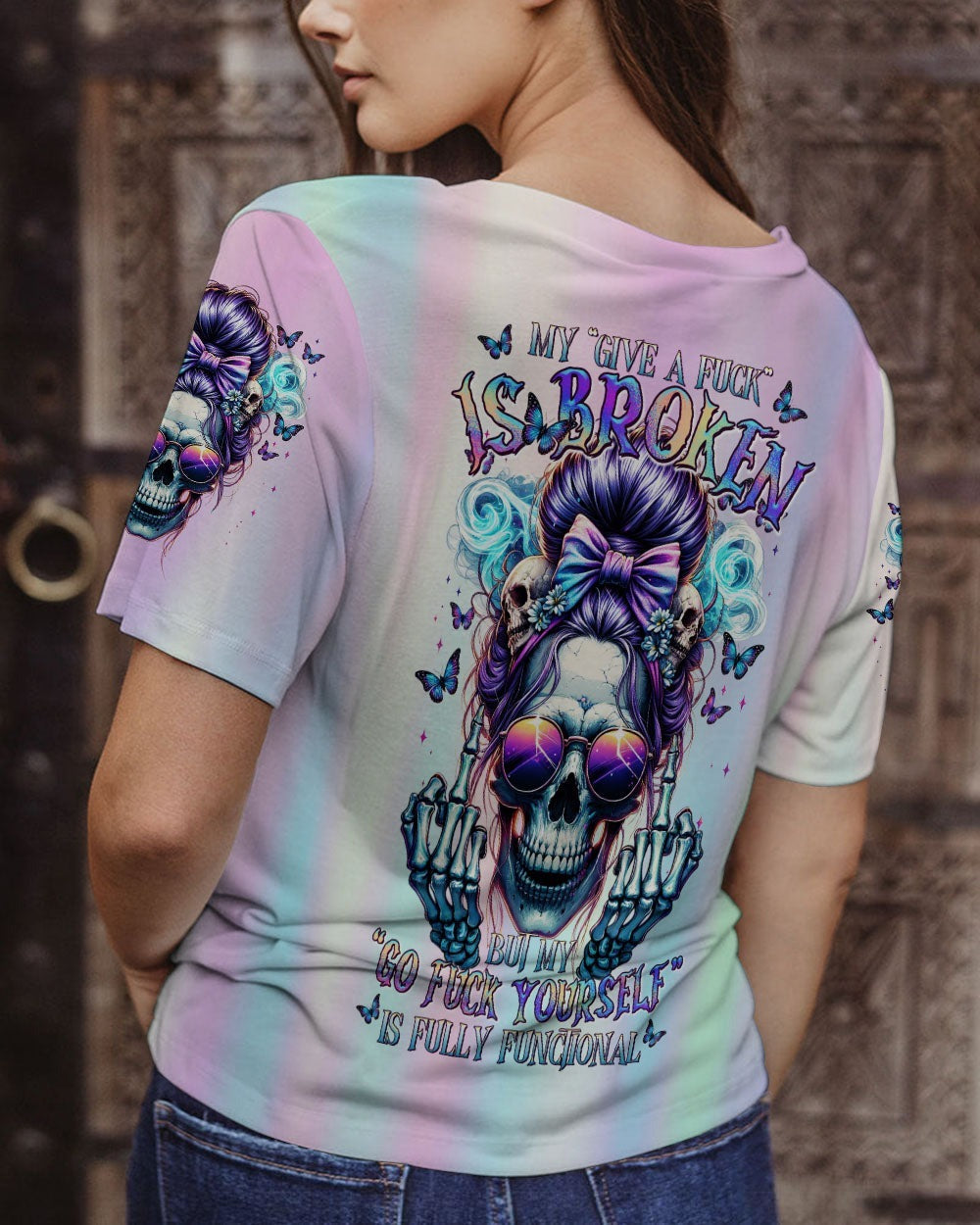BLISSCORNERS I TRY TO AVOID DRAMA MESSY BUN SKULL ALL OVER PRINT