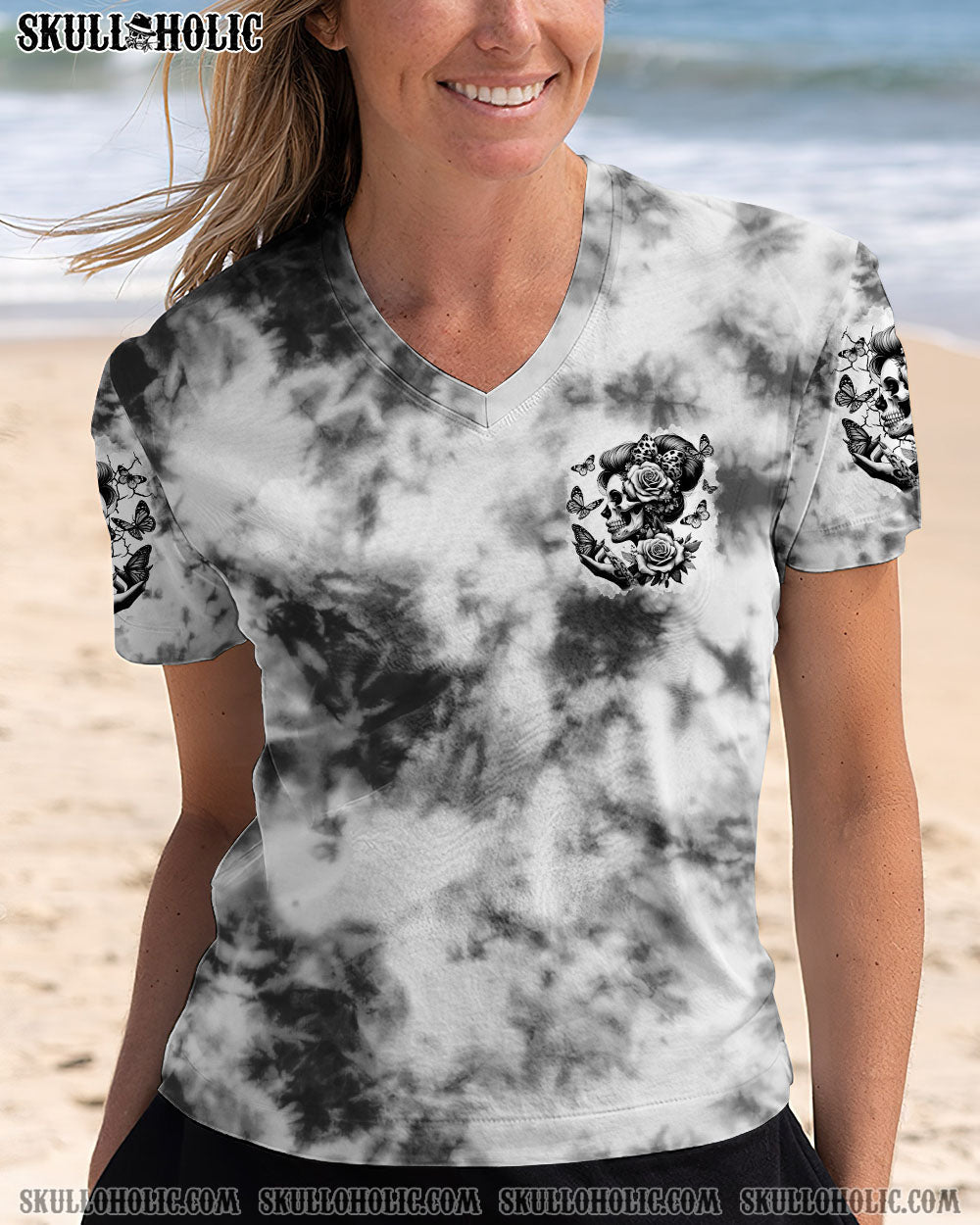 BLISSCORNERS THE GOOD GIRL IN ME SKULL LADY  TIE DYE ALL OVER PRINT