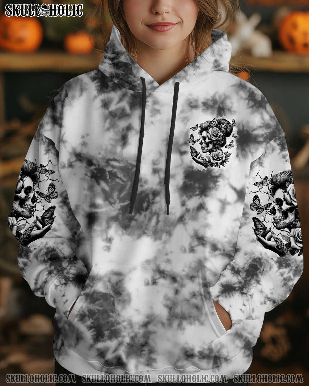 BLISSCORNERS THE GOOD GIRL IN ME SKULL LADY  TIE DYE ALL OVER PRINT