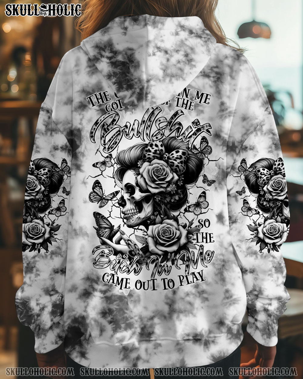 BLISSCORNERS THE GOOD GIRL IN ME SKULL LADY  TIE DYE ALL OVER PRINT