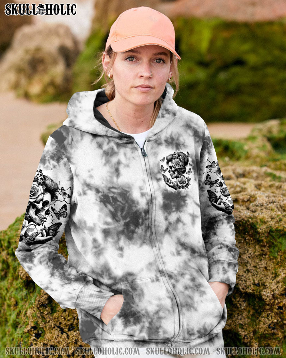 BLISSCORNERS THE GOOD GIRL IN ME SKULL LADY  TIE DYE ALL OVER PRINT