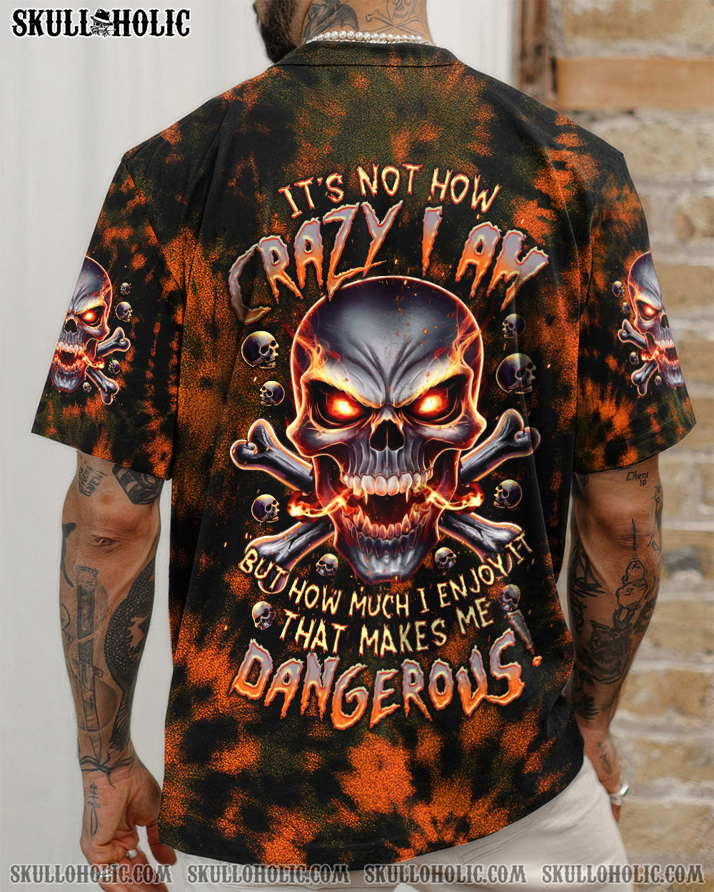 BLISSCORNERS IT'S NOT HOW CRAZY I AM SKULL TIE DYE ALL OVER PRINT