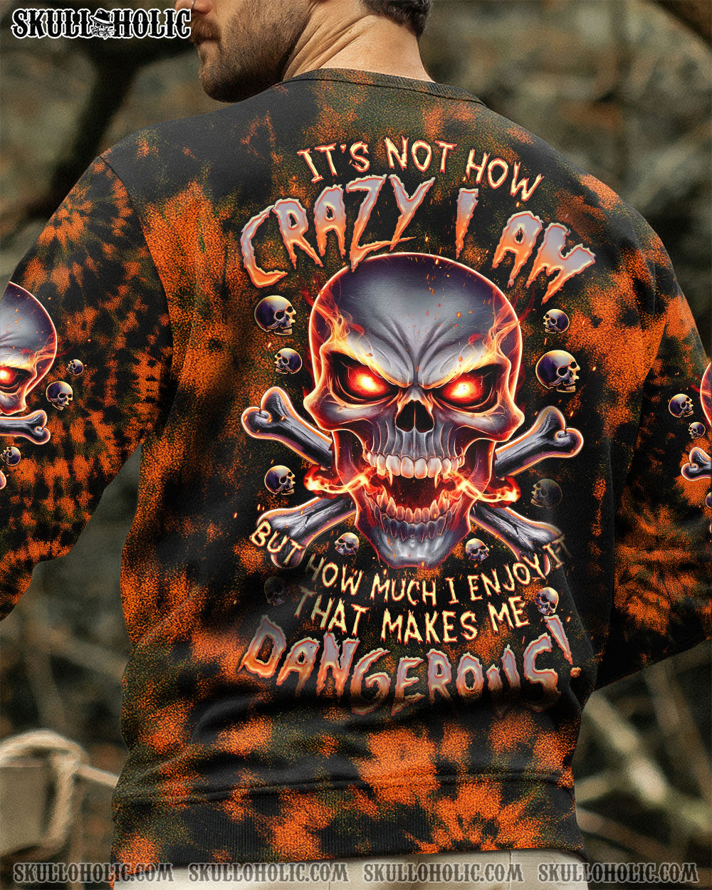 BLISSCORNERS IT'S NOT HOW CRAZY I AM SKULL TIE DYE ALL OVER PRINT