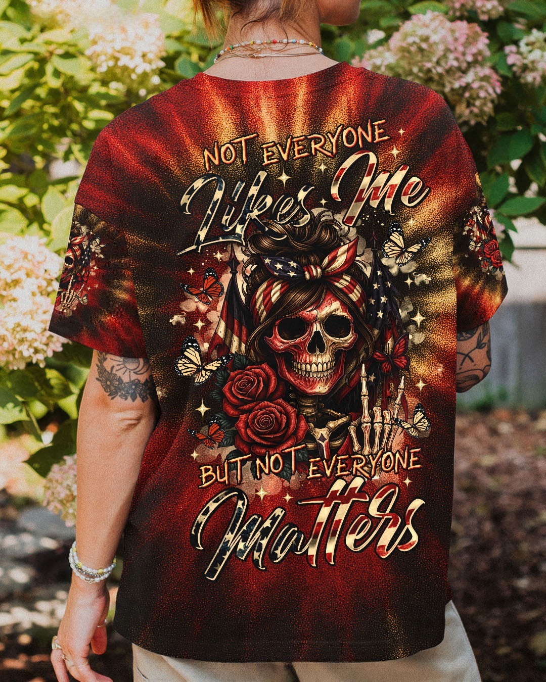 BLISSCORNERS IF YOU THINK THE THINGS I SAY OUT LOUD MESSY BUN SKULL TIE DYE ALL OVER PRINT
