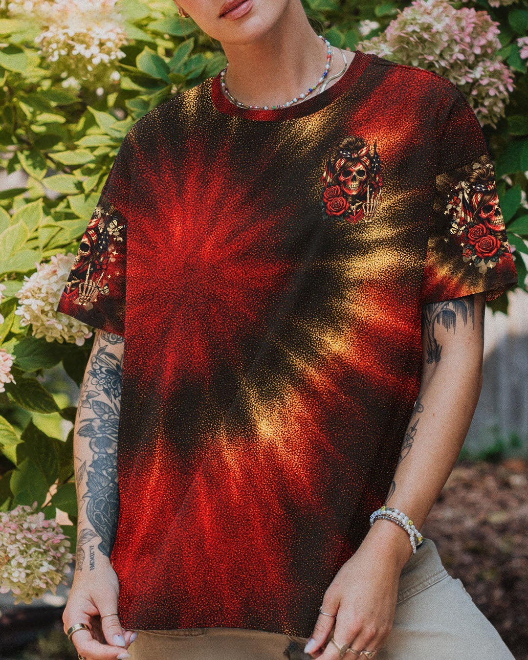 BLISSCORNERS IF YOU THINK THE THINGS I SAY OUT LOUD MESSY BUN SKULL TIE DYE ALL OVER PRINT