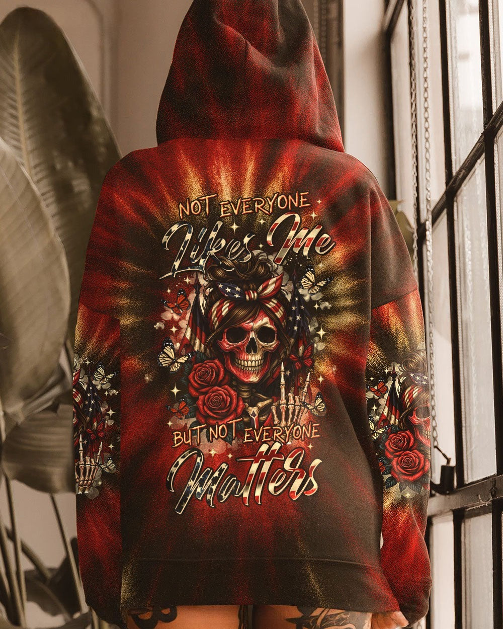 BLISSCORNERS IF YOU THINK THE THINGS I SAY OUT LOUD MESSY BUN SKULL TIE DYE ALL OVER PRINT