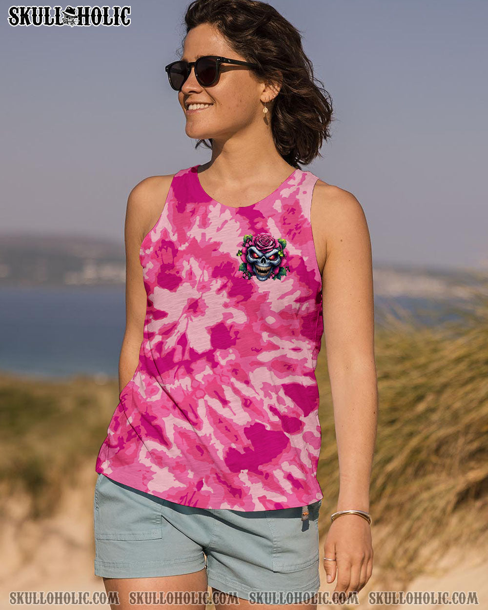 BLISSCORNERS JUDGE ME WHEN SKULL FLOWER TIE DYE ALL OVER PRINT