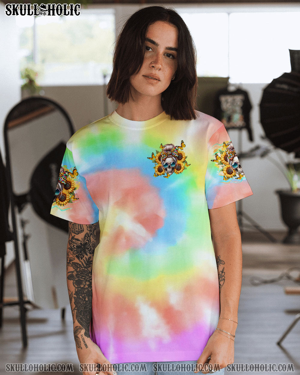 BLISSCORNERS BUT DID YOU DIE MOM LIFE SKULL MESSY BUN ALL OVER PRINT