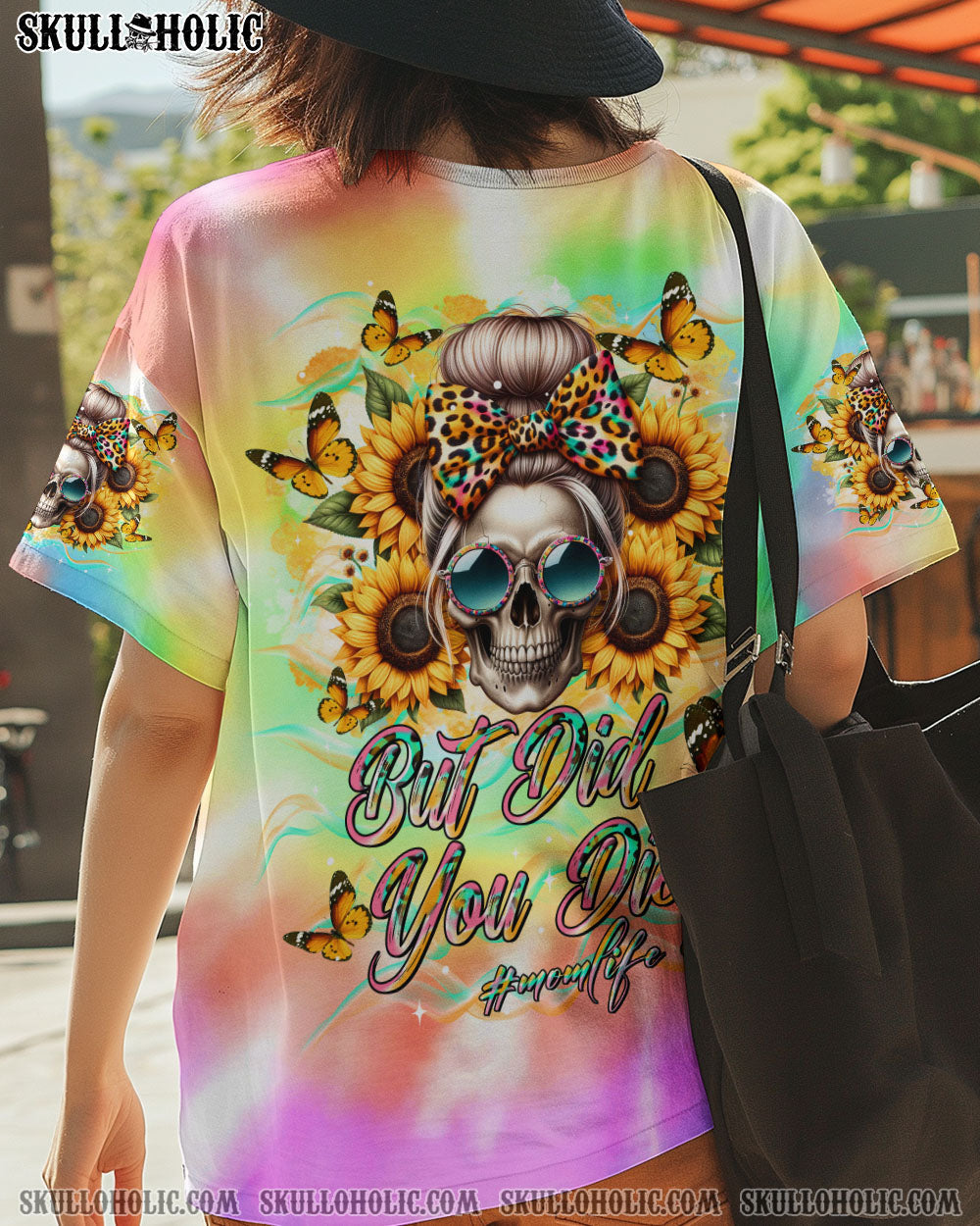 BLISSCORNERS BUT DID YOU DIE MOM LIFE SKULL MESSY BUN ALL OVER PRINT