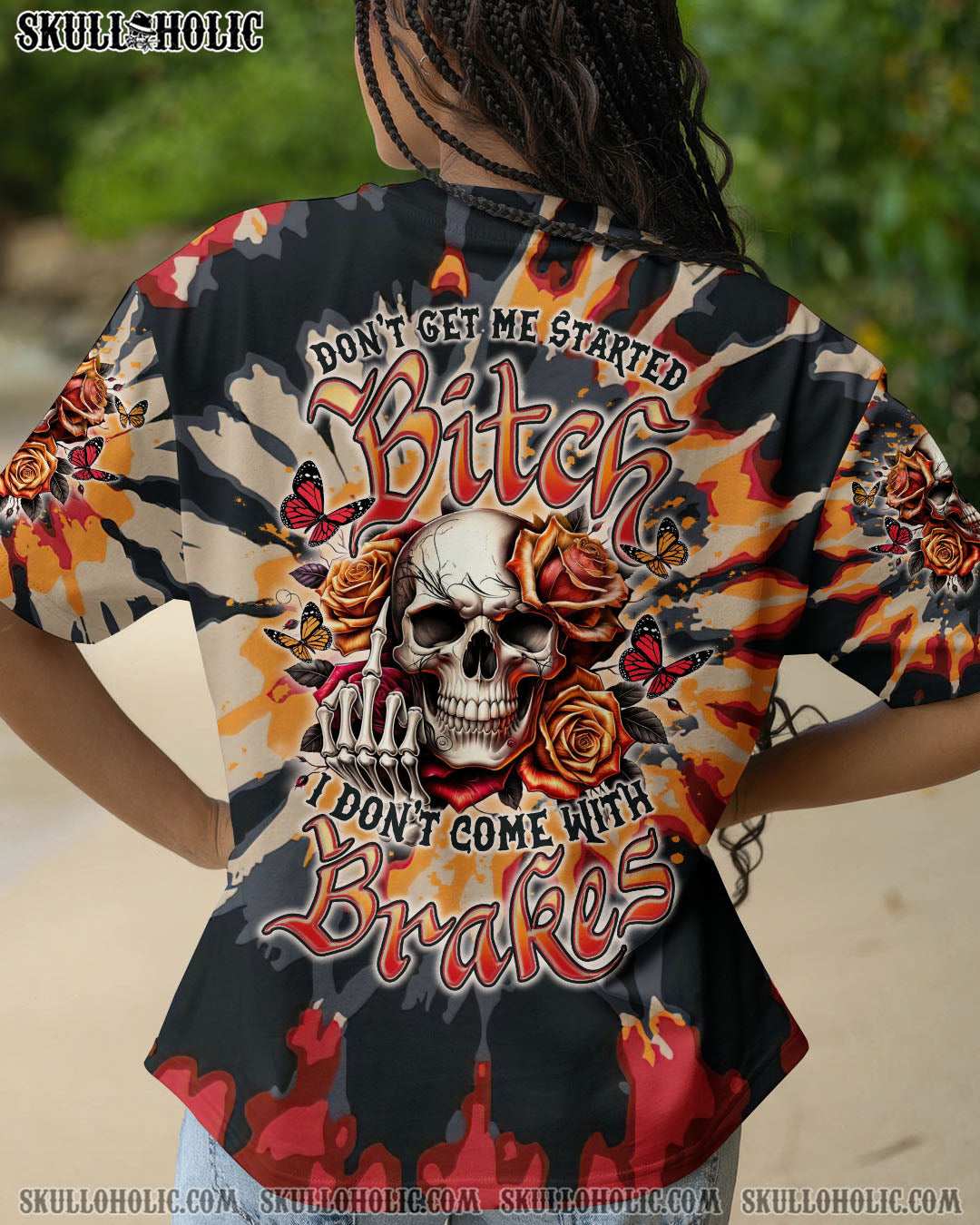 BLISSCORNERS DON'T GET ME STARTED B SKULL TIE DYE ALL OVER PRINT
