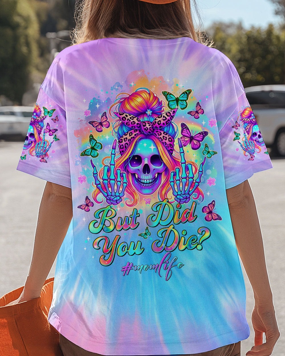 BLISSCORNERS BUT DID YOU DIE MOM LIFE MESSY BUN SKULL ALL OVER PRINT