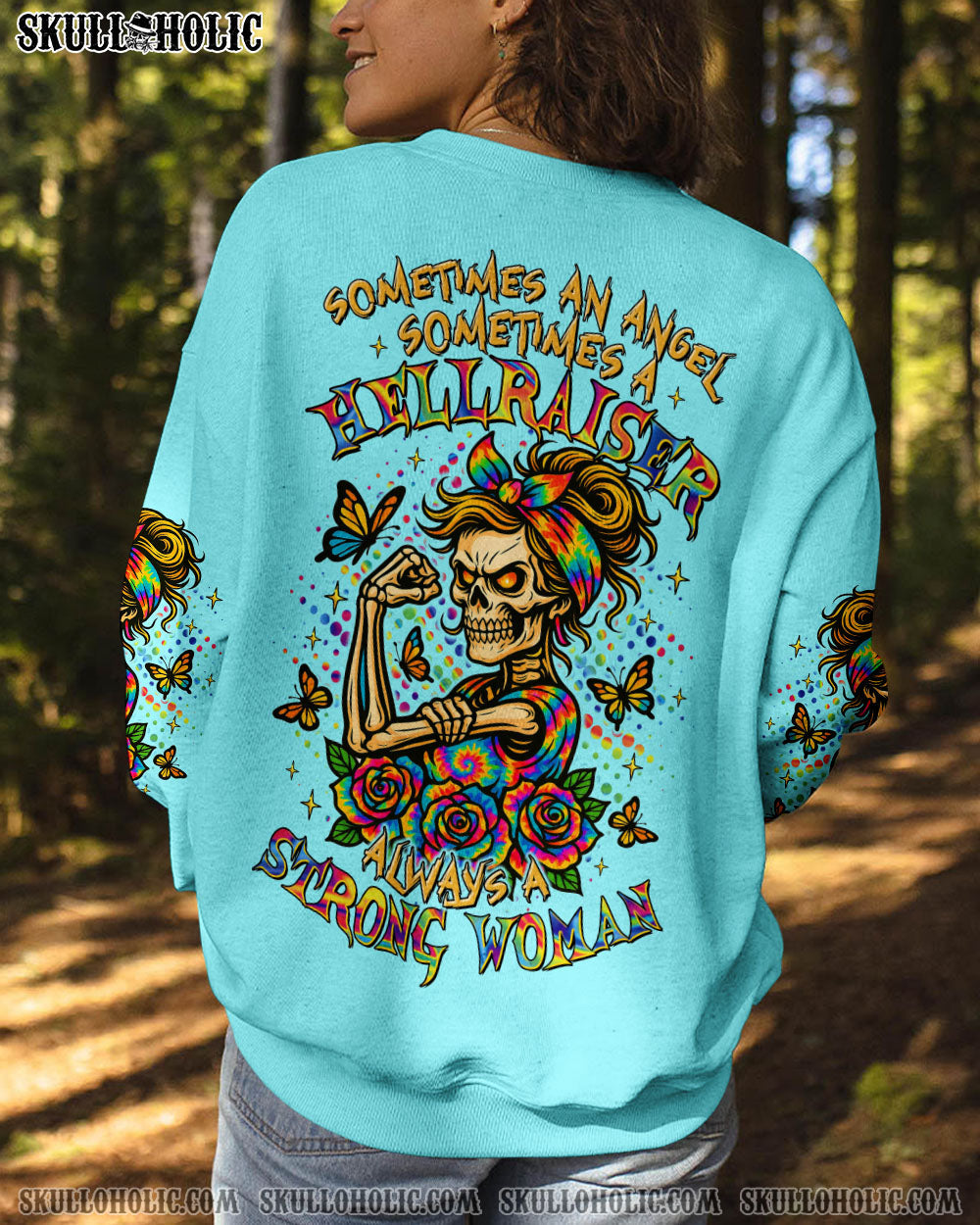 BLISSCORNERS I DO WHAT I WANT MESSY BUN SKULL TIE DYE ALL OVER PRINT