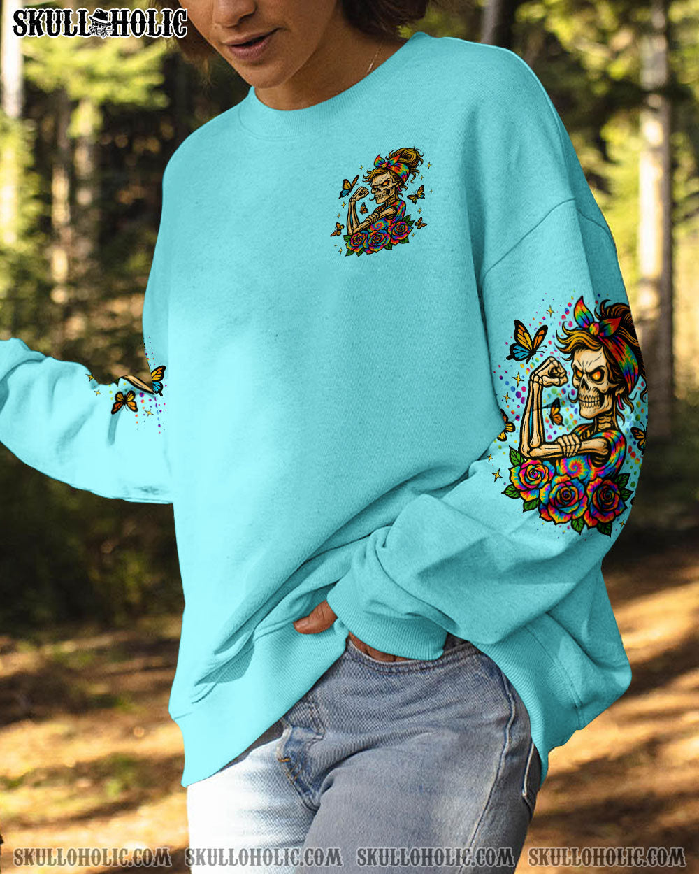 BLISSCORNERS I DO WHAT I WANT MESSY BUN SKULL TIE DYE ALL OVER PRINT