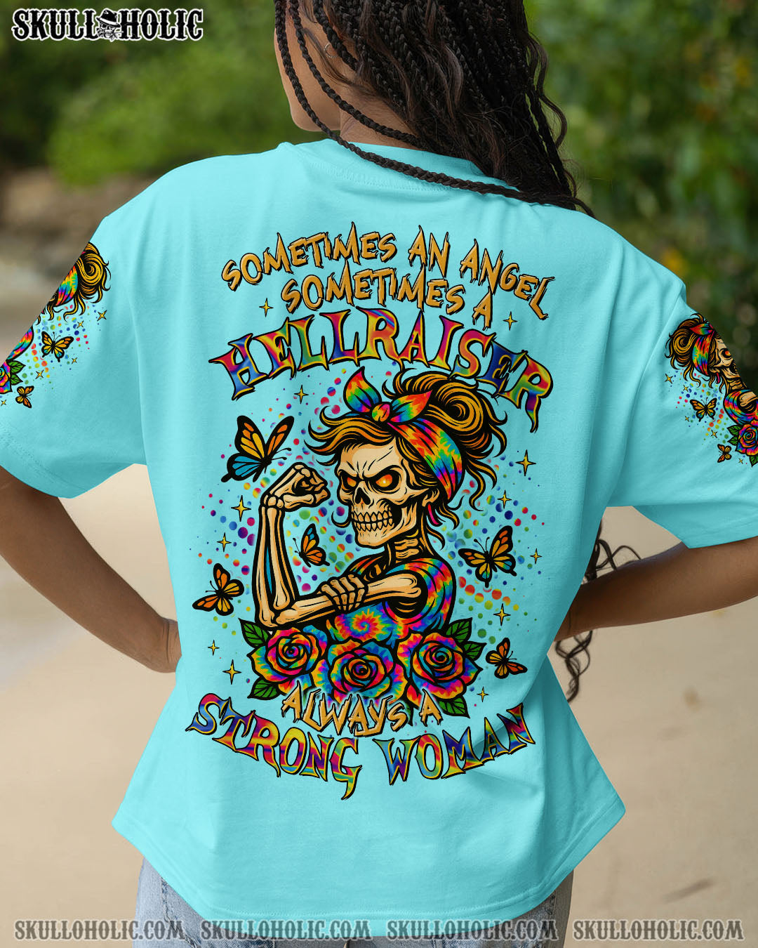 BLISSCORNERS I DO WHAT I WANT MESSY BUN SKULL TIE DYE ALL OVER PRINT