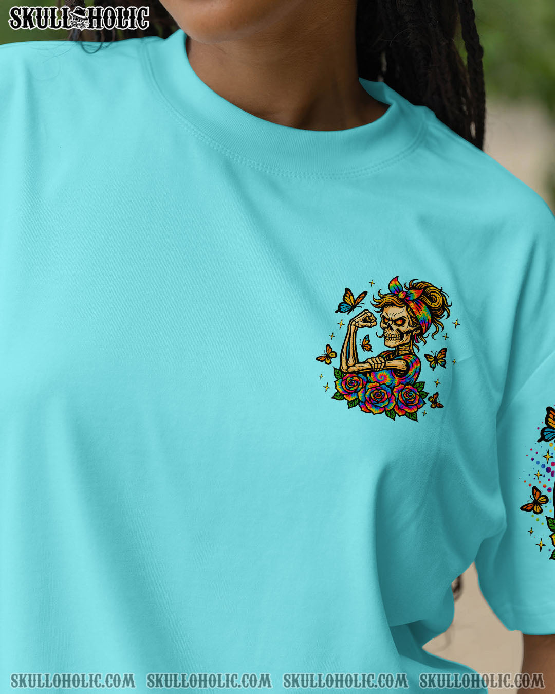 BLISSCORNERS I DO WHAT I WANT MESSY BUN SKULL TIE DYE ALL OVER PRINT