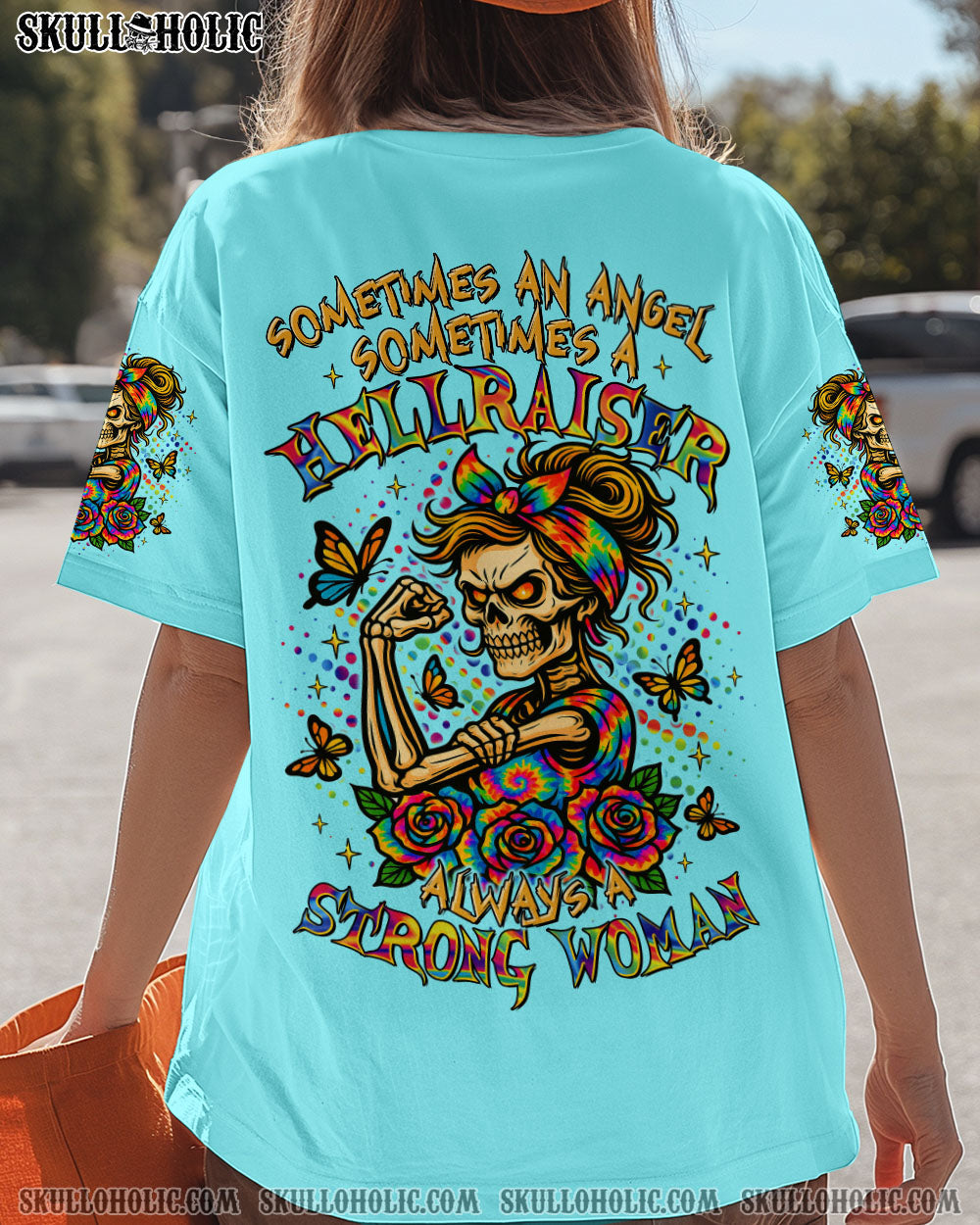 BLISSCORNERS I DO WHAT I WANT MESSY BUN SKULL TIE DYE ALL OVER PRINT