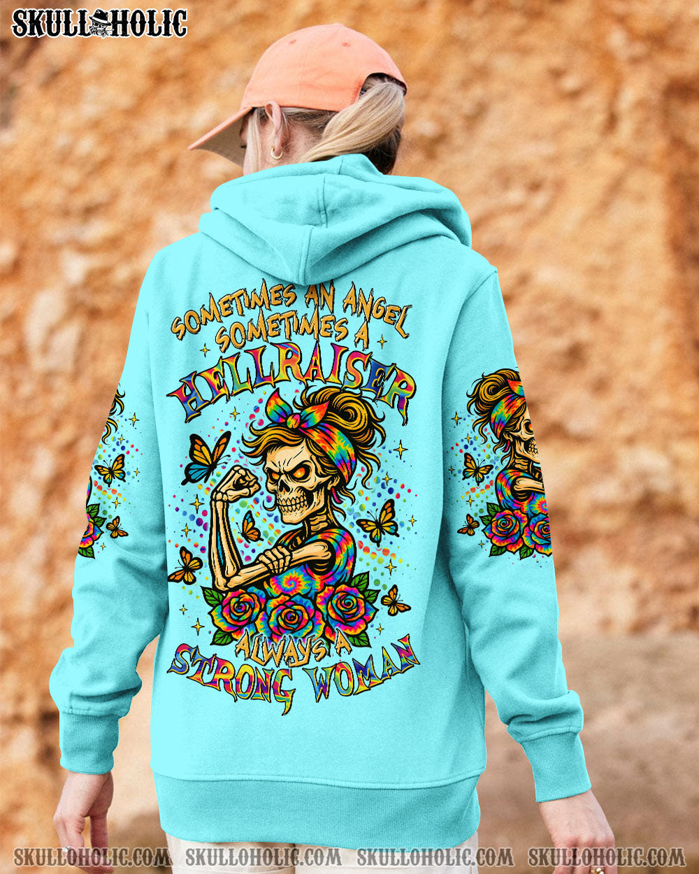 BLISSCORNERS I DO WHAT I WANT MESSY BUN SKULL TIE DYE ALL OVER PRINT