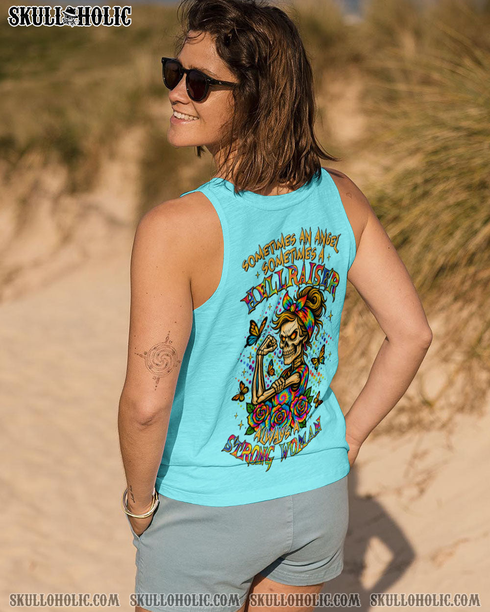 BLISSCORNERS I DO WHAT I WANT MESSY BUN SKULL TIE DYE ALL OVER PRINT
