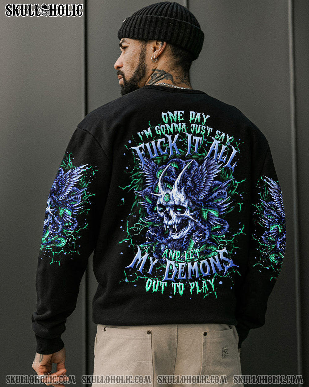 BLISSCORNERS ONE DAY I'M GONNA JUST SAY SKULL ALL OVER PRINT