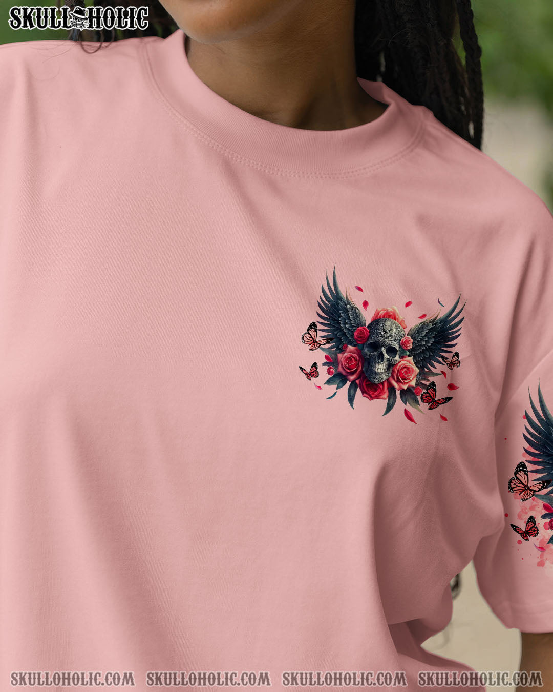 BLISSCORNERS ALWAYS A STRONG WOMAN SKULL WINGS ALL OVER PRINT
