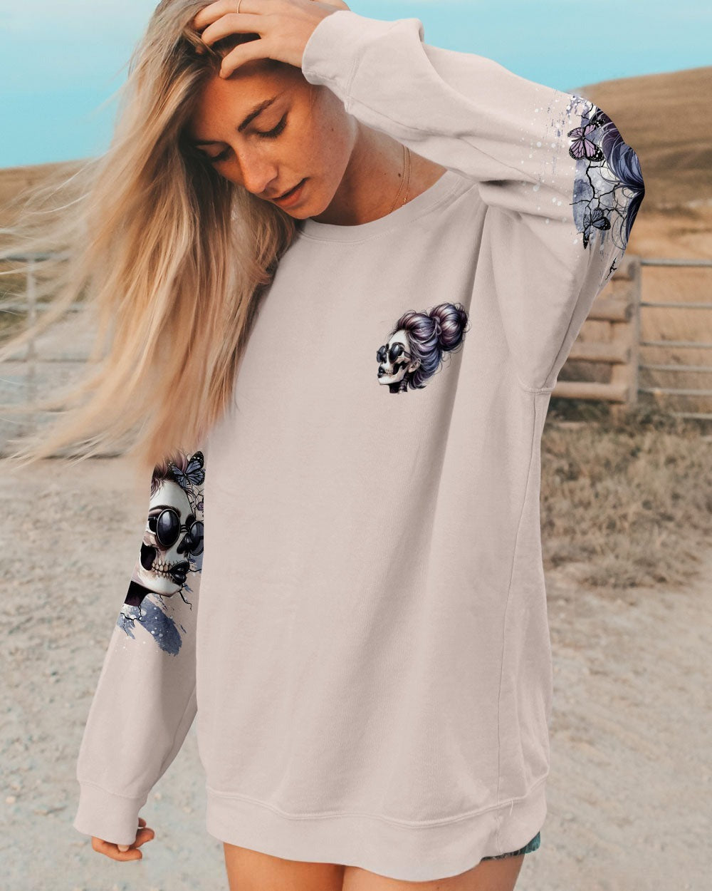 BLISSCORNERS BUCKLE UP BUTTERCUP B SWITCH SKULL MESSY BUN TIE DYE  ALL OVER PRINT