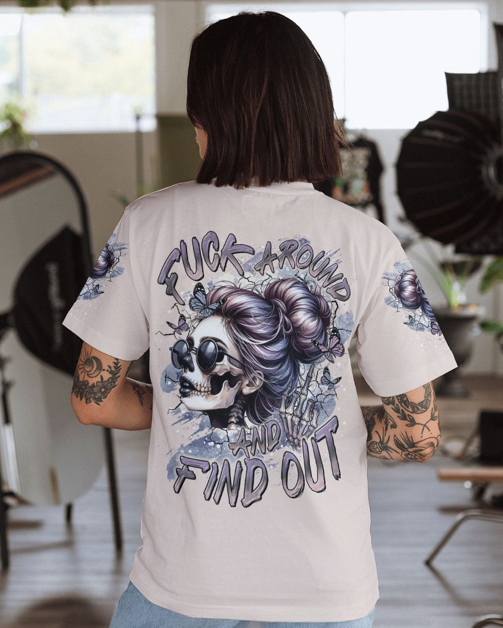 BLISSCORNERS BUCKLE UP BUTTERCUP B SWITCH SKULL MESSY BUN TIE DYE  ALL OVER PRINT
