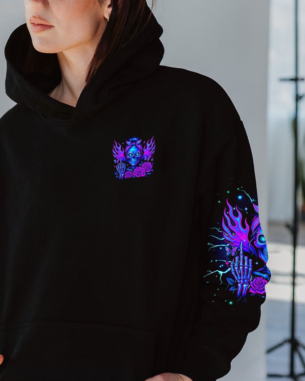BLISSCORNERS FRESH OUT OF F MESSY BUN SKULL  ALL OVER PRINT